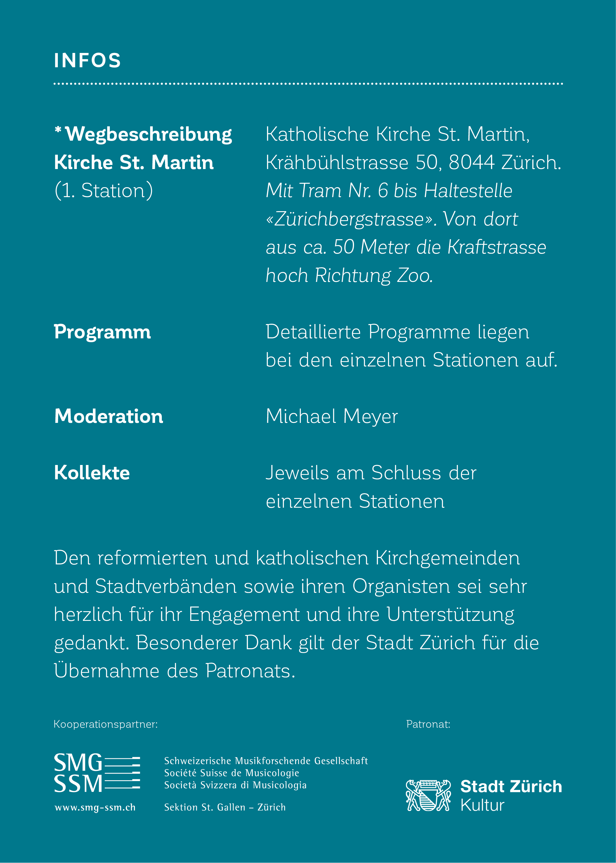Zürcher Orgelspaziergang 2019 – Programminfos