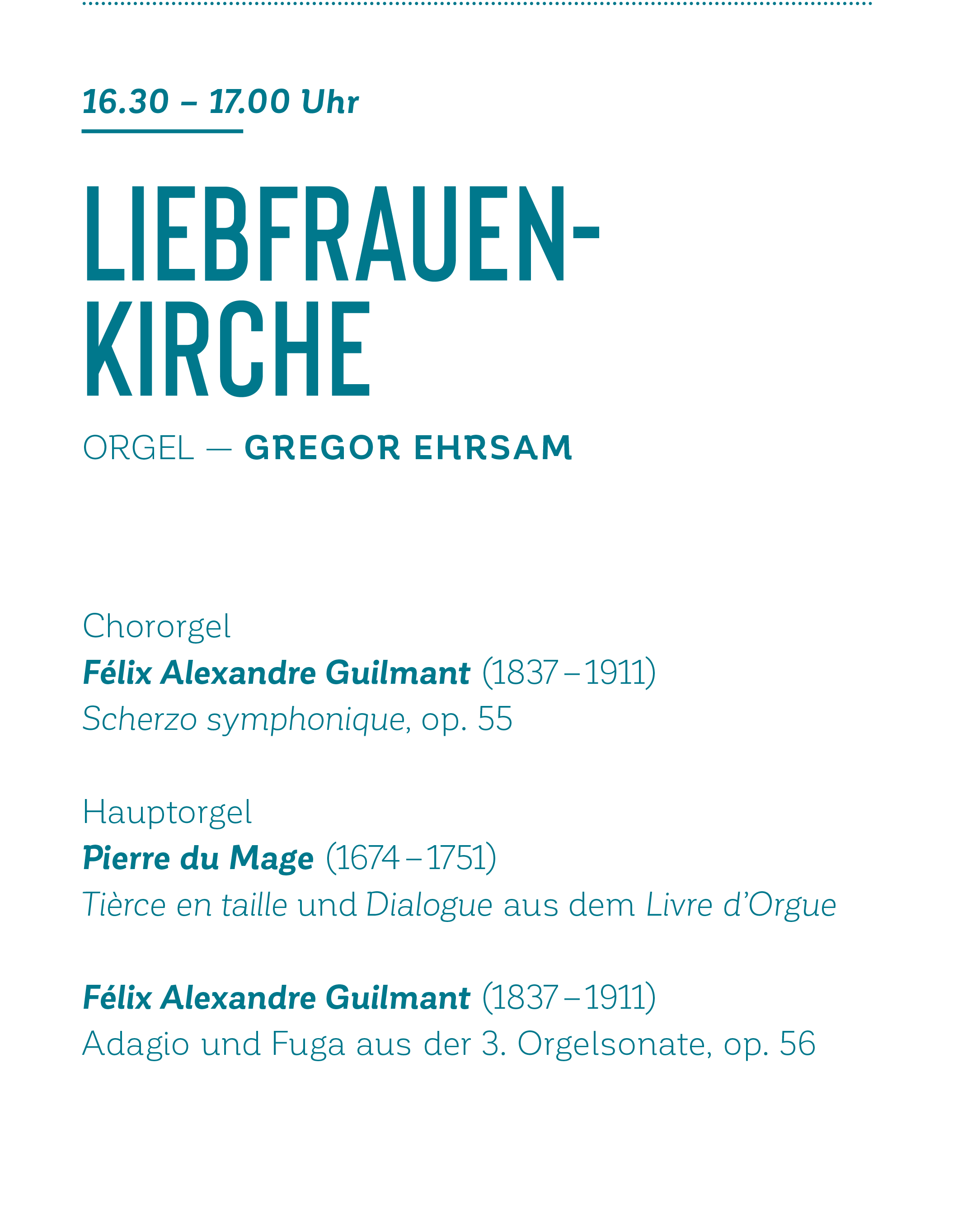 Zürcher Orgelspaziergang 2019 – Programm Liebfrauenkirche